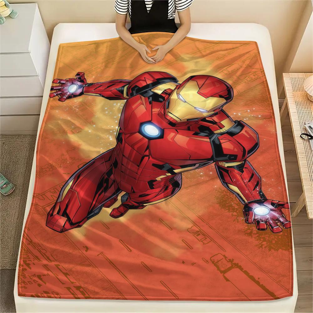 

Iron Man Poster Print Flannel Blanket, Comfortable Warm for Sofa Bed Chair, Versatile for Picnic -HYQ35 75x90cm