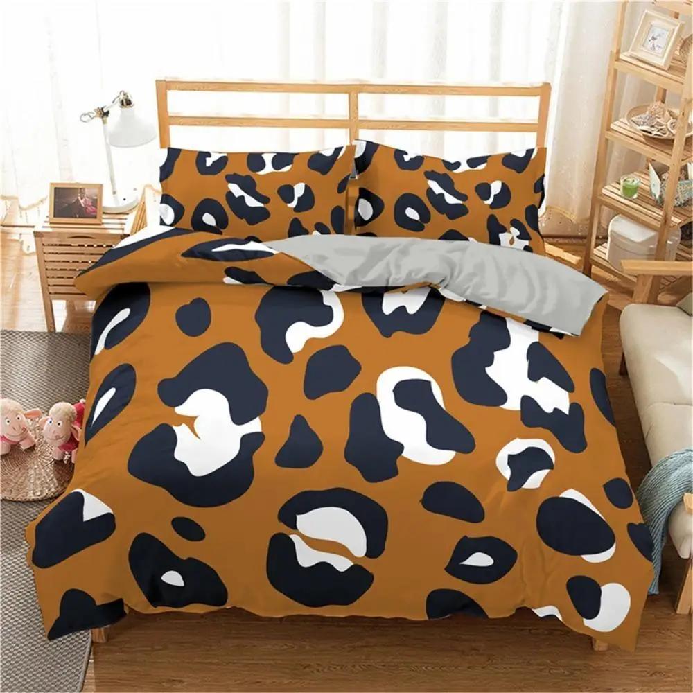 Leopard Print Duvet Cover Set King Size Africa Animal Bedding Set For Girls Boys Children Teen Colorful Leopard Twin Quilt Cover