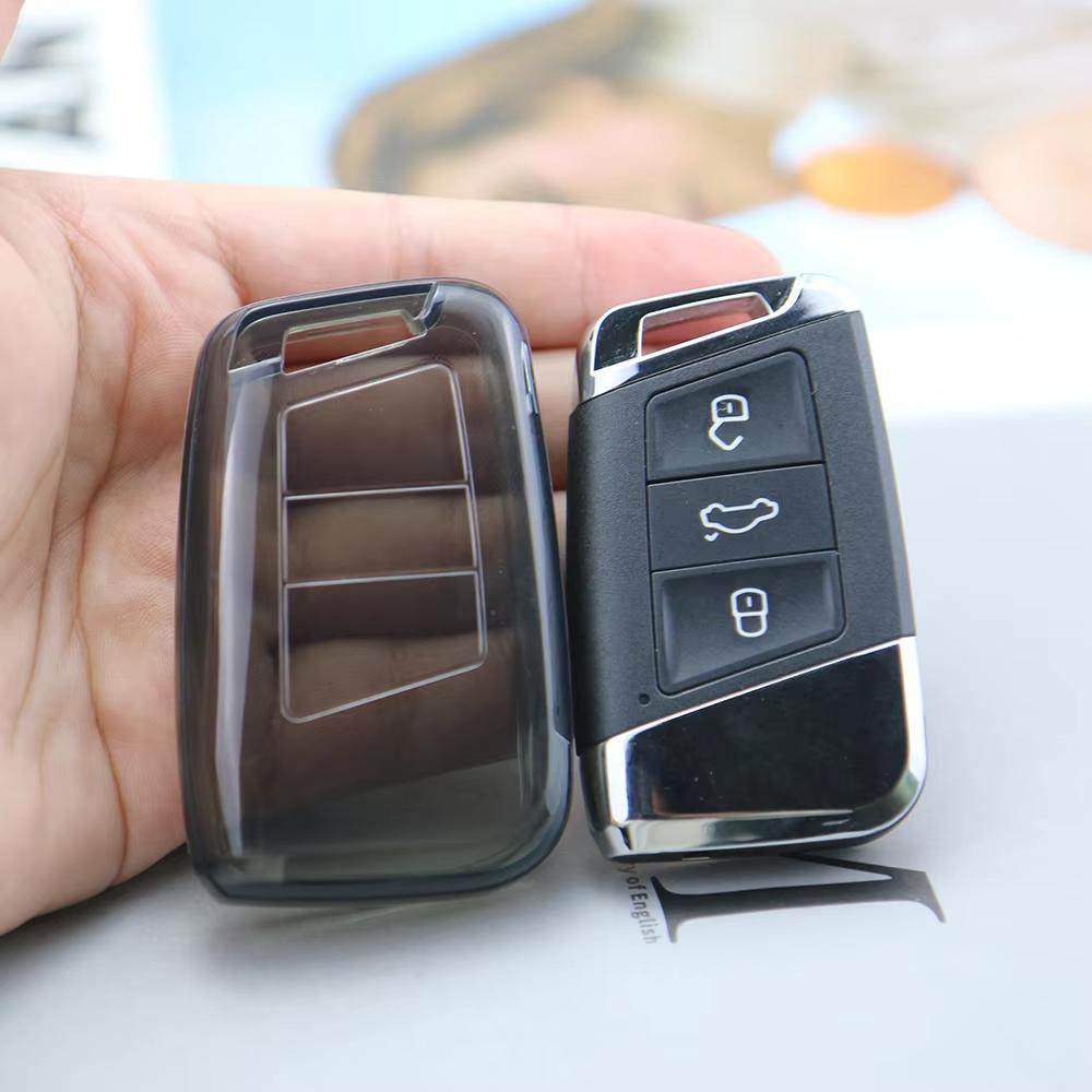 Transparent Black Tpu For Vw Volkswagen Passat B8 Cc Magotan Gte For Skoda Fabia Superb A7 Kodiaq Remote Car Key Case Cover Fob