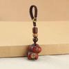 Chinese Style Sandalwood Horse Copper Coin Keychain & Phone Charm