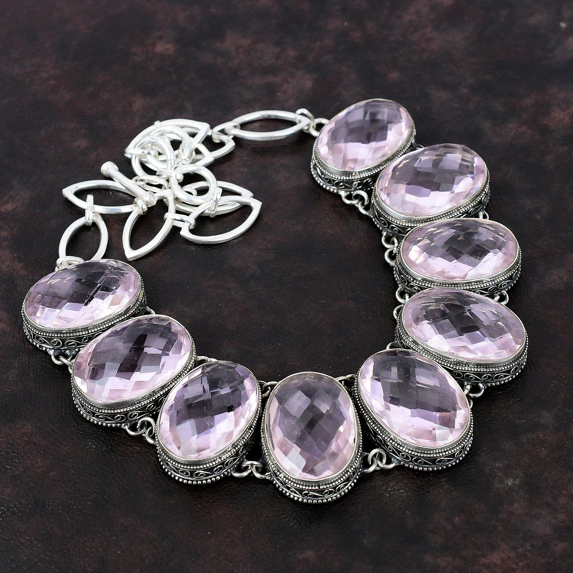 

Ожерелье из граненого розового кунцита, ожерелье из стерлингового серебра 925 пробы, драгоценный камень, ювелирные изделия ручной работы, регулируемая цепочка, ожерелье, винтажное ожерелье, свадебный подарок Adjustable