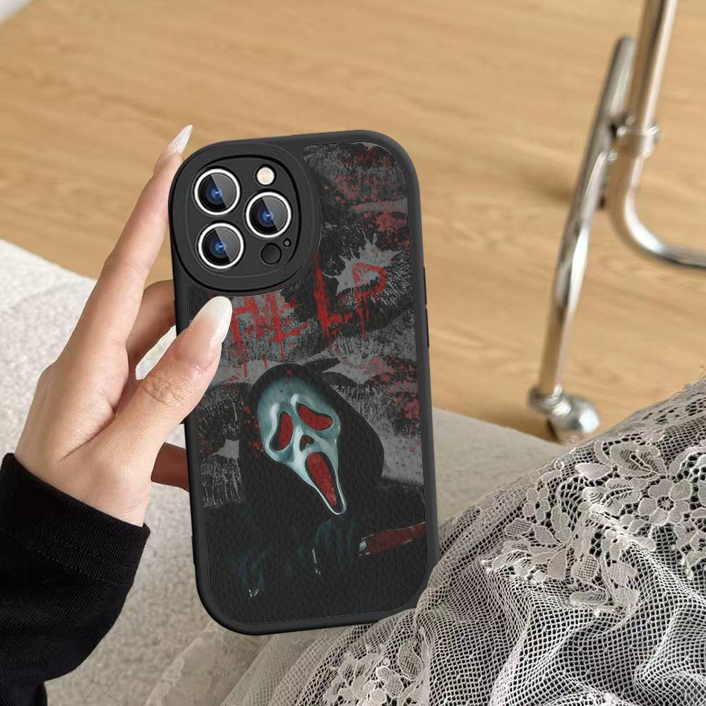 Ghost Face Art Scream Phone Case For IPhone 16 15 14 13 Pro Max 11 12 Plus Leather Silicone Cover