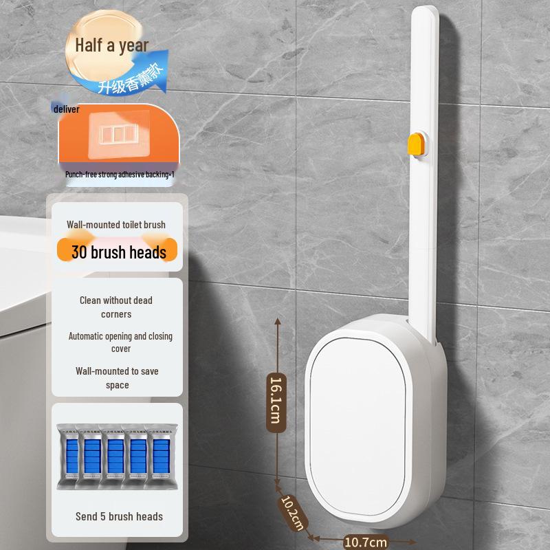 Disposable No-Punch Toilet Brush with Replacement Head - Essential Home Bathroom Cleaner