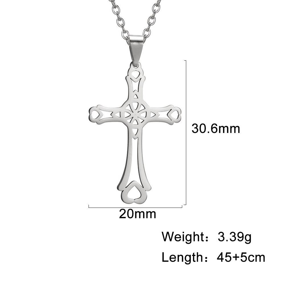 Cazador Trendy Religious Jesus Cross Pendant Necklace Gold Color Stainless Steel Chain Necklaces For Unisex Hollow Jewelry Gift