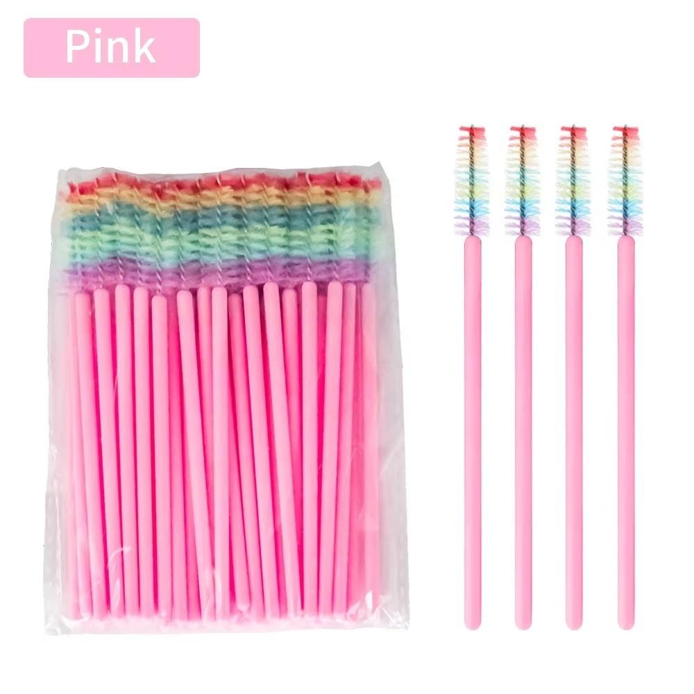 50Pcs Crystal Eyelash Brush Microbrush Cosmetics Tool Eyelash Brushes Rainbow Color Eyelashes Extension Spoolie