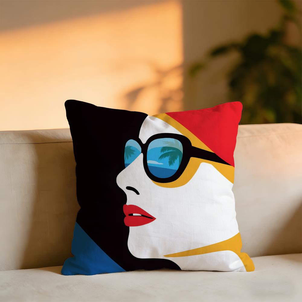 Stile Pop Ragazza Moderna Creatività Moda Copricuscino Velluto Accogliente Cuscino da Lancio Morbido Caldo per Divano Letto