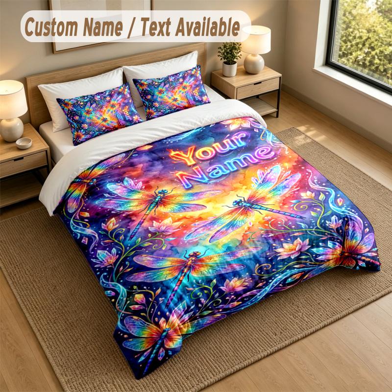 Dragon Phoenix Theme Personalized 3Pcs Bedding Set Custom Text & Name 1 Sheet 2 Pillowcases Household Bedding 1pc