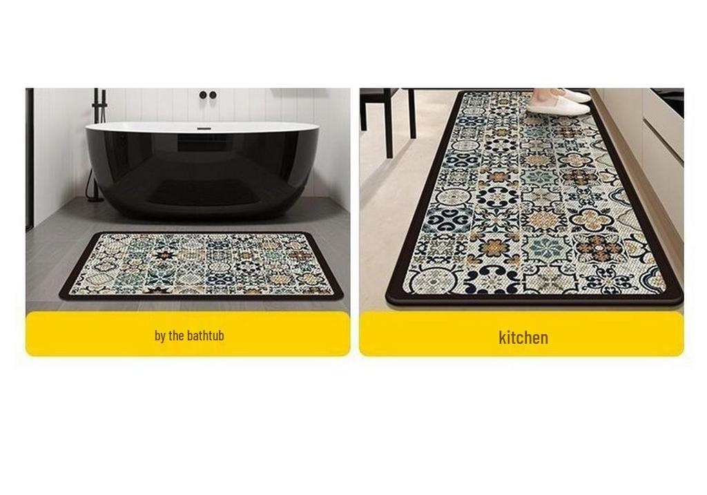 Non-slip Bathroom Absorbent Floor Mat for Toilet and Entryway