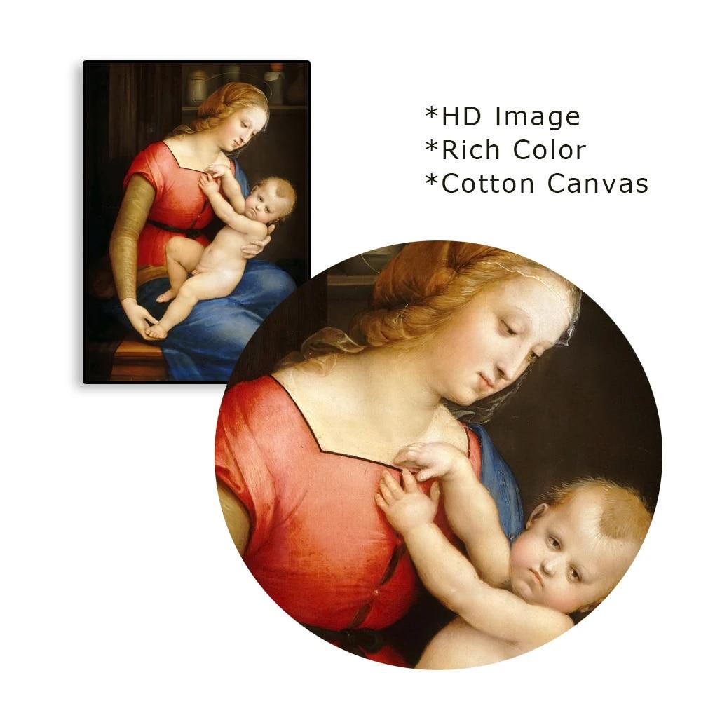 Vintage Oil Painting Orleans Madonna Prints Poster Famous Raffaello Santi Pictures Canvas Painting Classical Art Home Room Decor