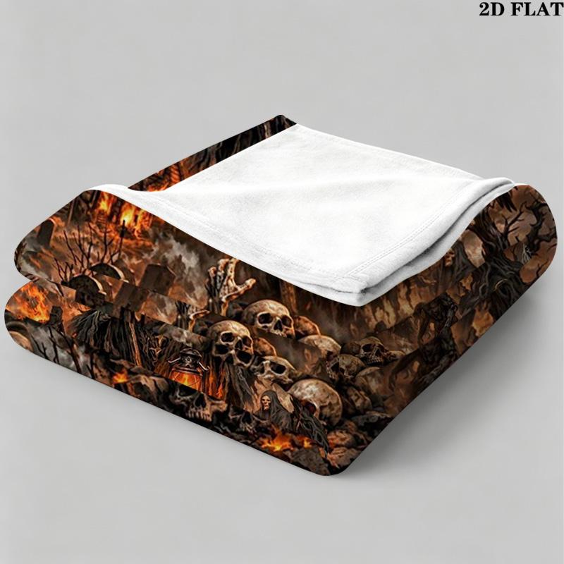 Dark Grim Reaper Print Flannel Blanket High Quality Warm Comfortable Cover for All Seasons Perfect for Gifts Home Decor