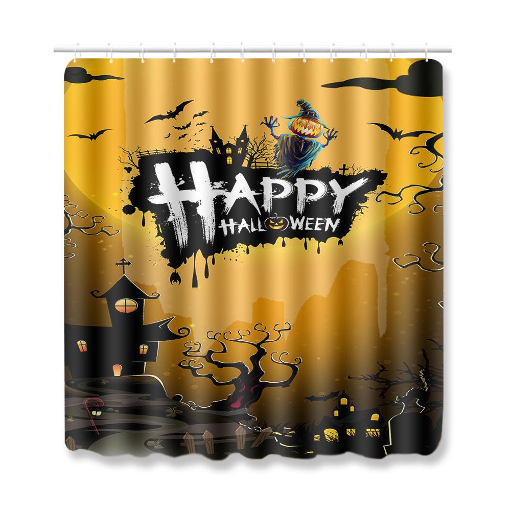 Halloween Bathroom Four-Piece Combination Set Bedroom Non-Slip Carpet Floor Mat Door Mat