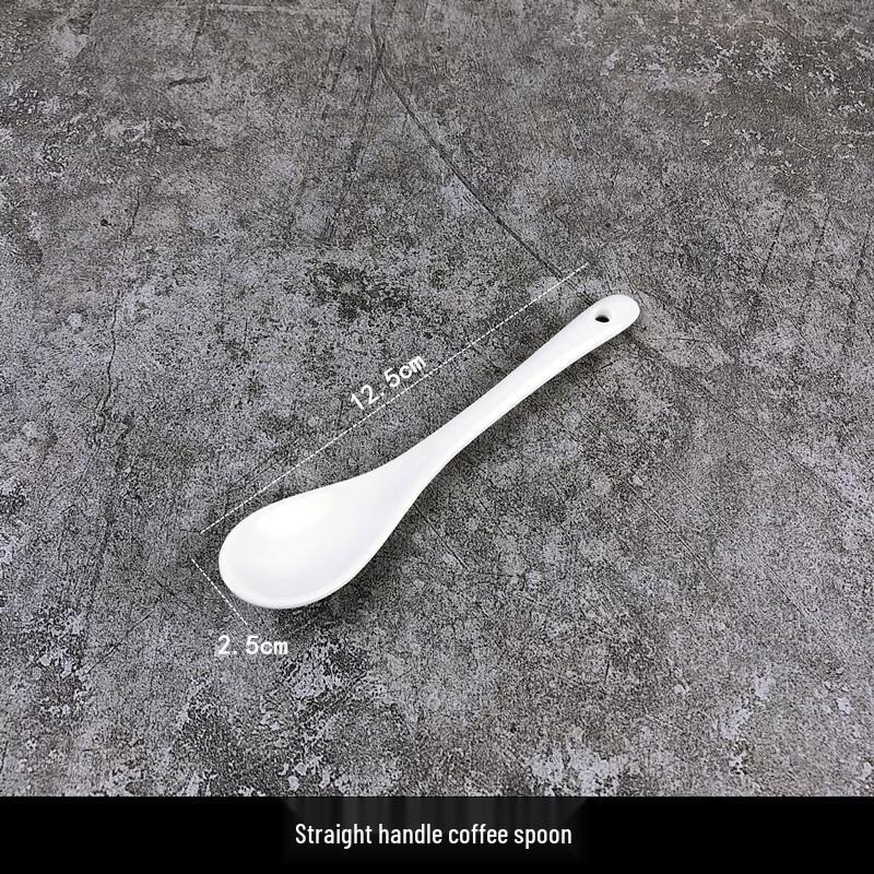 Qianxing White Ceramic Straight Handle Spoons (Set of 20)