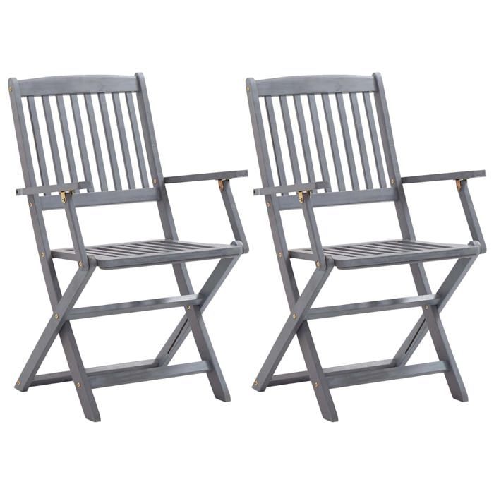 VidaXL Set of 2 Outdoor Folding Chairs with Cushions, Patio Seats, Dining Chairs, Patio Furniture 3064506
