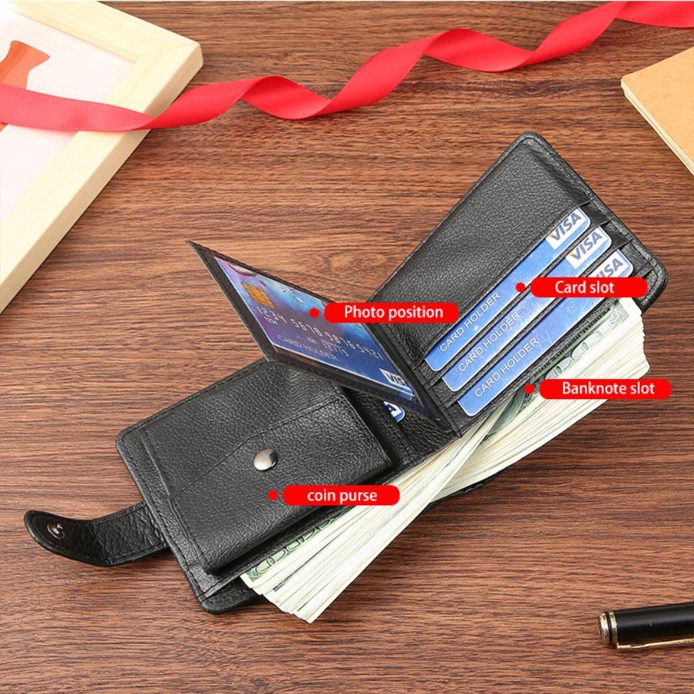Minimalist PU Leather Retro Men's Wallet Black Coffee Ultra Thin Multiple Pockets Soft Two-Fold Coin Purse Credit Card