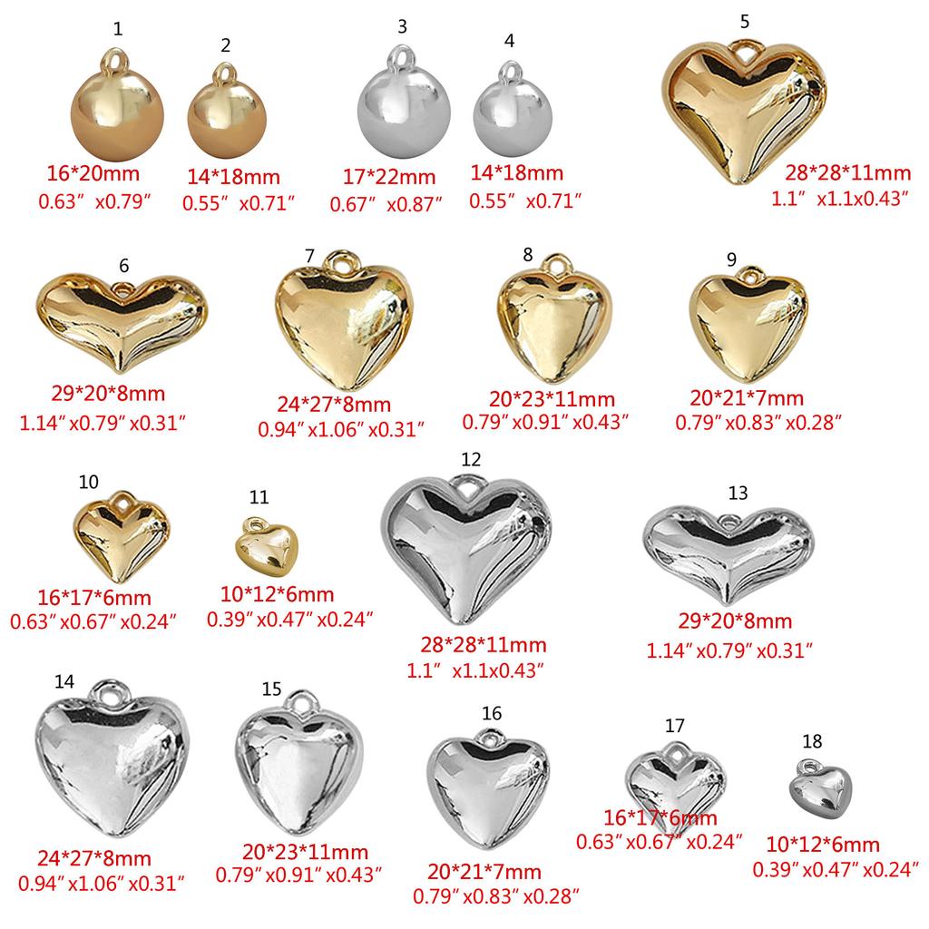 Solid-Ball Pendant 3D Puffy Heart Pendant Charms,DIY-Jewelry Making Supplies
