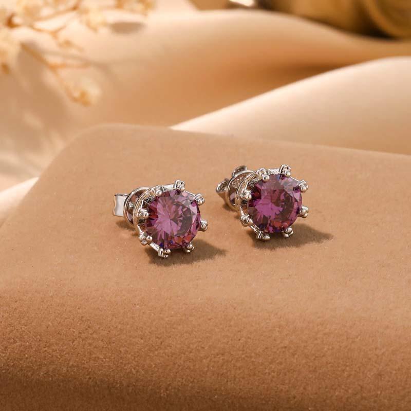 [Crown Stud Earrings with Zircon Light Luxury Fashion Elegant Simple Design Chic Women Jewelry]