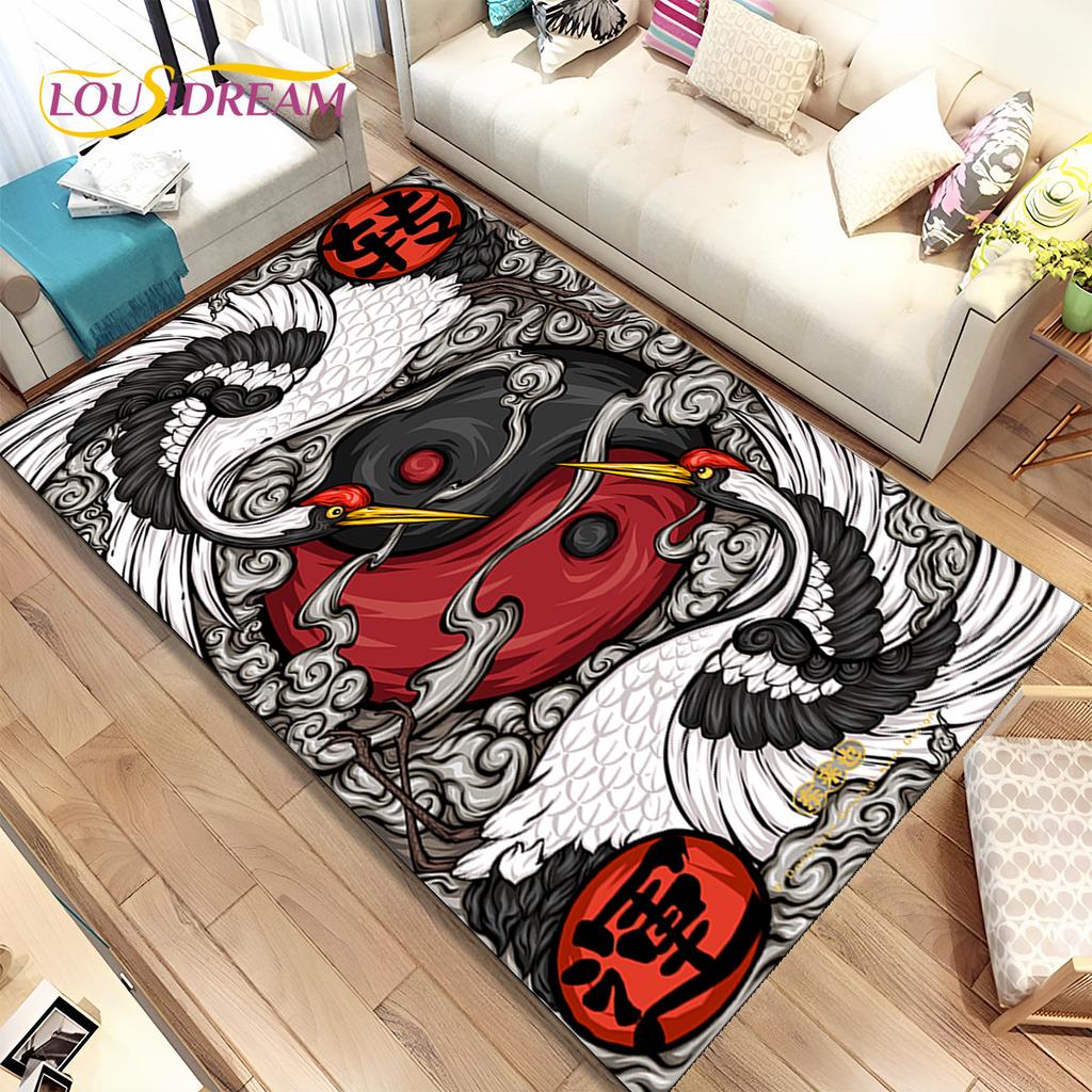 Chinese Tai Chi Bagua Yin Yang Area Rug,Carpet Rug for Home Living Room Children Bedroom Sofa Doormat Decor,Non-slip Floor Mat