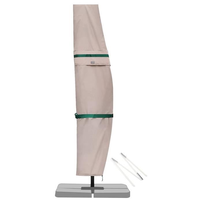 Sekey Housse de Protection pour Parasol de 2 à 4 m, Housse de Parasol déporté-Patio Jardin, 100% Polyester, imperméable, Kaki