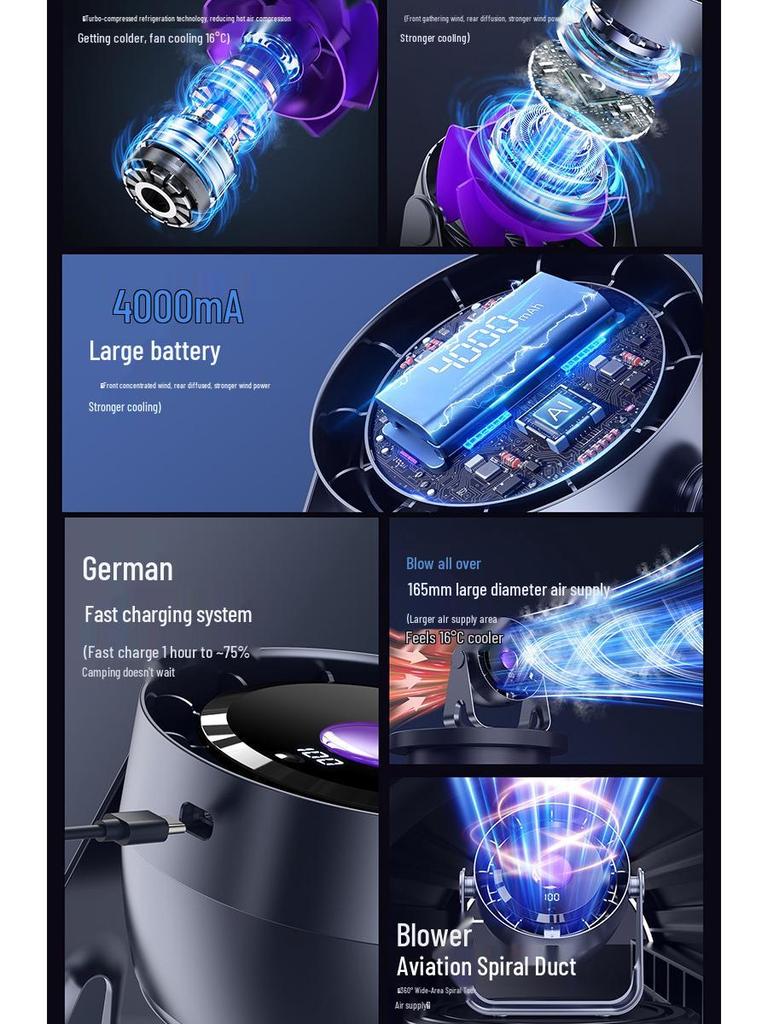 2025 Rechargeable Desktop Fan for Home, Office, Dormitory, Bedroom - Wall-Mountable & Hole-Free Design