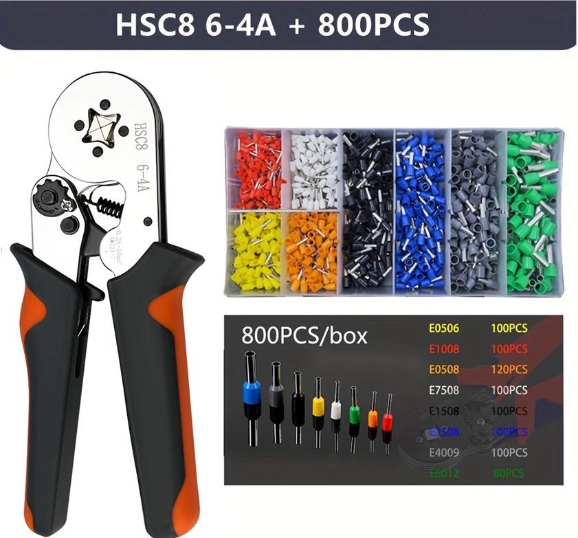 Manufacturer 6-6A European Style Tubular Terminal Crimping Pliers for Wire & Insulation, Manual Tool.