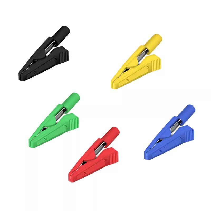 New 1/5Pcs 10A 2mm Insulated Alligator Clip Battery Test Clip Banana Female Adapter Multimeter Pen Cable Probes Crocodile Clip
