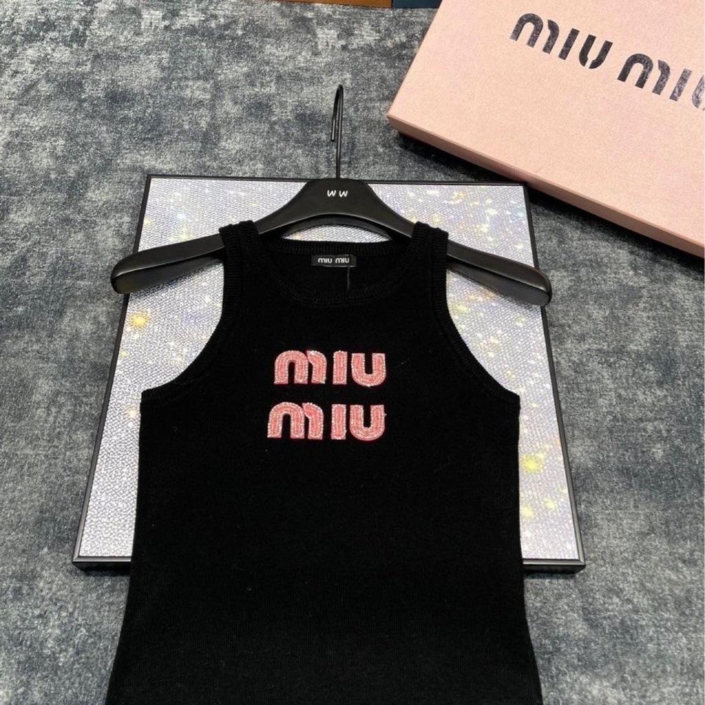 Spring/Summer Rhinestone Ribbed Sleeveless Ice Silk Knit Vest