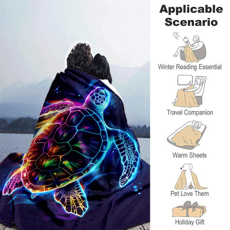 1pc Turtle Printing Lightweight Flannel Blanket, Comfortable and Warm Blanket, for Camping Sofa Bed and Couch Office, Suitable for Gift Blank