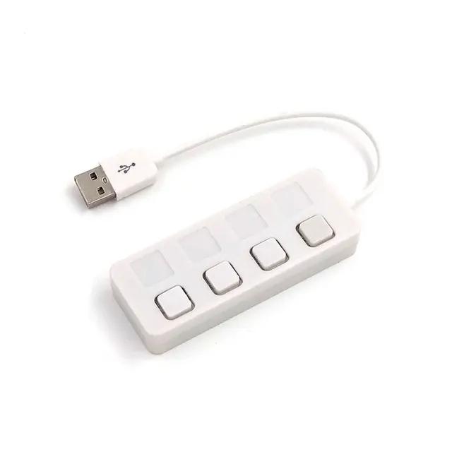 4 Ports USB 2.0 Hub On/Off Switch Splitter Expander Independent 480Mbps Fast Transmission Data Charge Adapter PC Computer