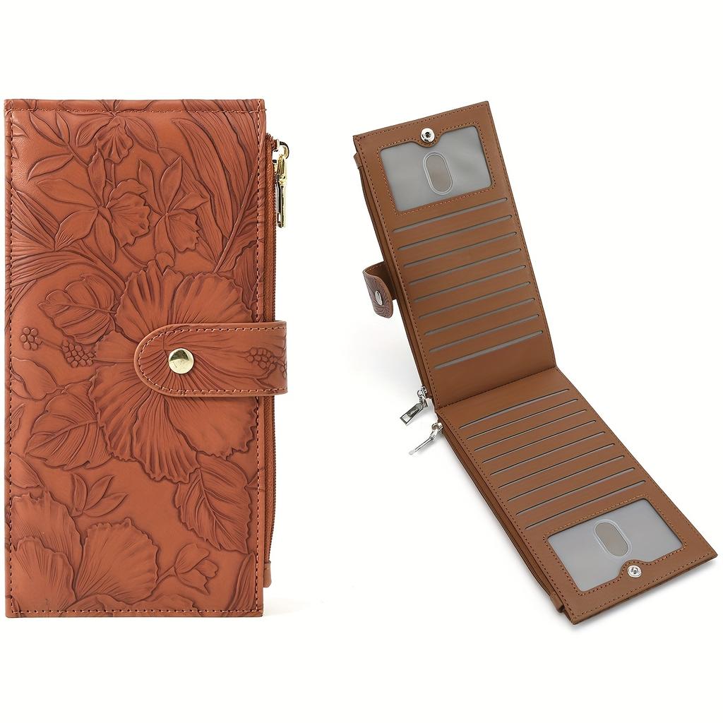 Women's Ultra-thin Wallet with RFID Shielding Card Bag, Double Zipper Pocket, Slim Women's Handbag