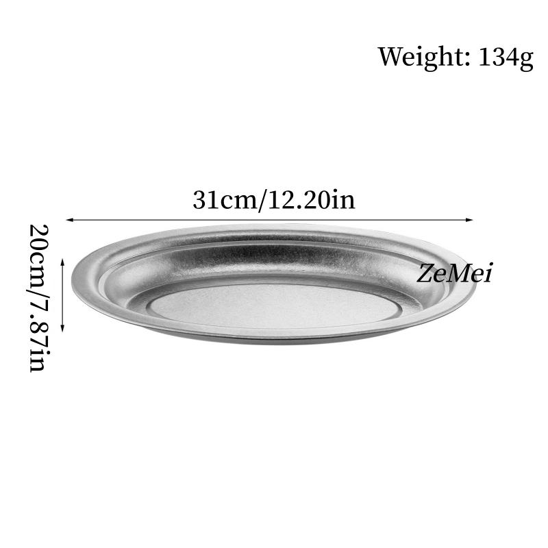 

Pure Titanium Elliptical Dinner Plate,Heat-Resistant Home Steak Plate 31 cm Dinner Dishes Grill Tray Tableware,Kitchenware