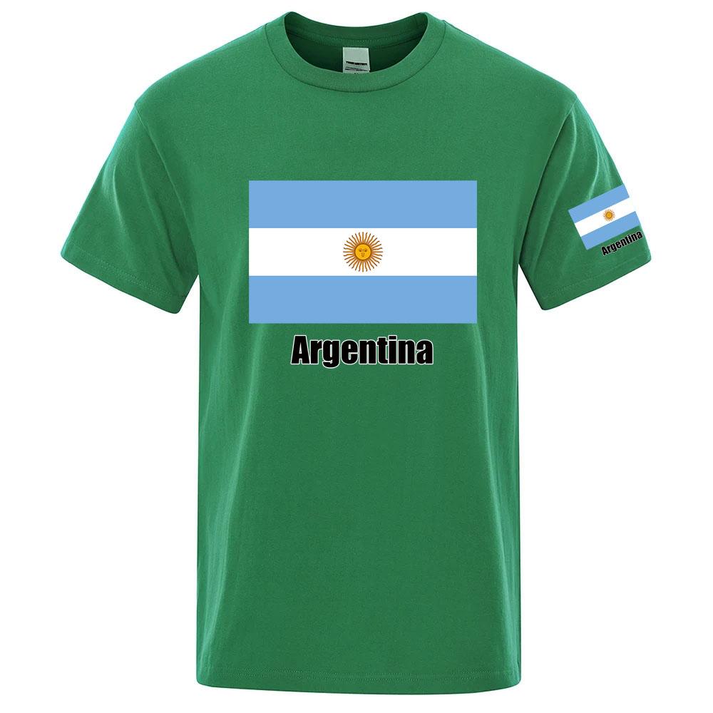 2025 Argentine Flag Print Summer Unisexs New Football Team Print Regular Short Sleeve Solid Color Casual Harajuku Tops