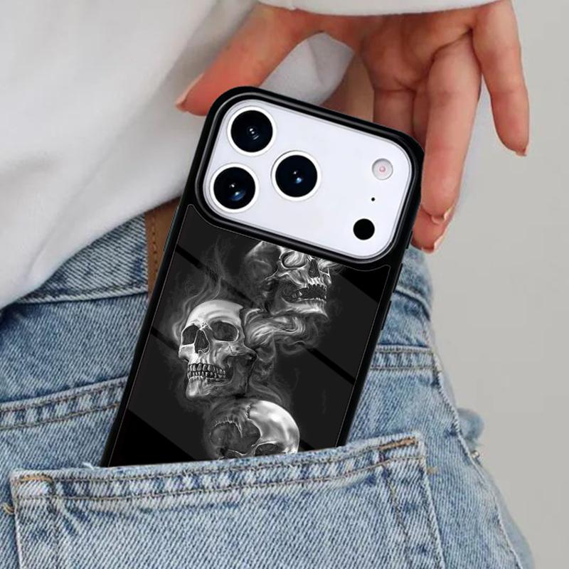 Skull with Dimand Eyes Phone Case for iPhone 17ProMax 12 13 14 15 16e 17 Pro Max Plus Air Cover