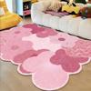 Unregelmäßiger Rosa Dopamin Wohnzimmerteppich Heimdeko Sofa Couchtisch Rutschfeste Bodentür Vorleger Schlafzimmer Nachttisch Weicher Bequemer Teppich