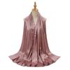 New Satin Silky Simulation Silk Long Scarf Shawl Pleated Solid Color Women's Long Scarf Headscarf