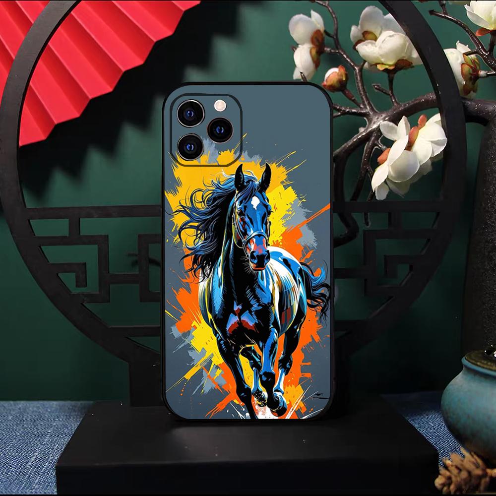 Cool Running Horse Phone Case For IPhone 17 Pro Max 16 15 14 Pro Max 13 11 X Xs Xr 8 7Plus Silicone Cover