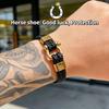 Men's Retro Horseshoe Buckle Leather & Stainless Steel Stackable Bracelet