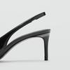 Fashion Metal Decoration Slingback Heels Women Sexy Black Pointed Toe Back Strap Stiletto Sandals Luxury Banquet Designer Shoes