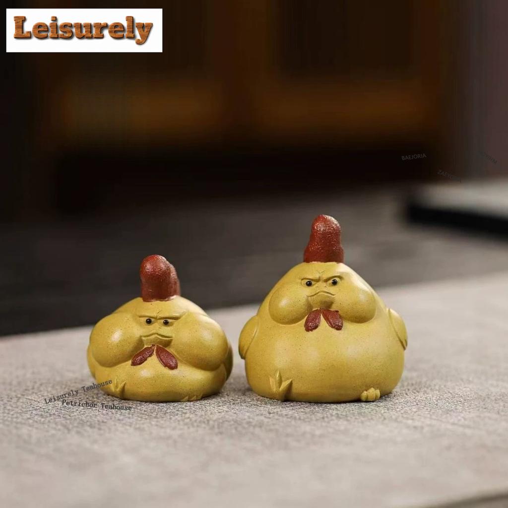 HOYIHM Yixing Zisha Chicken Tea Pet Handmade Tea Sculpture Tea Figurine Play Toys Tea Statue Ornaments Can Be Raised Supplies