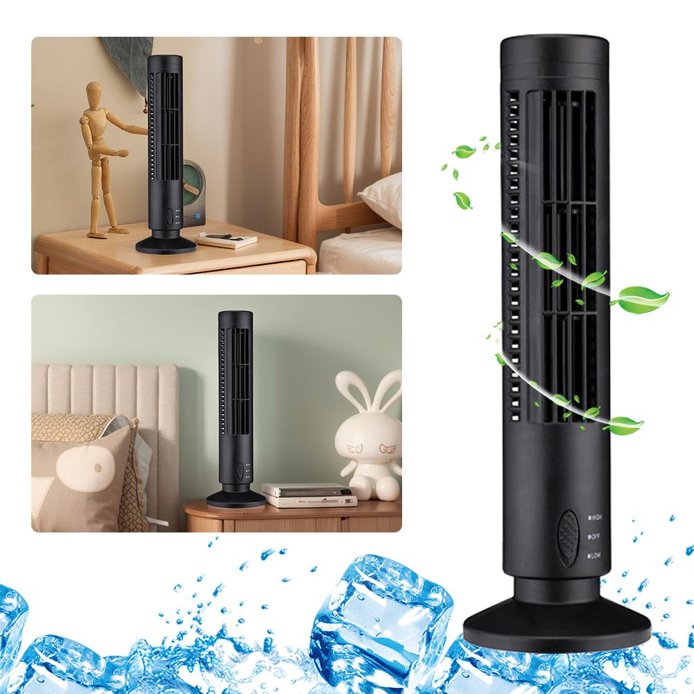 LED Tower Fan Bladeless Cooling Fan 90 Degree Stand Up Tower Fans 2 Speed Portable USB Electric Desk Fan for Home Bedroom Office