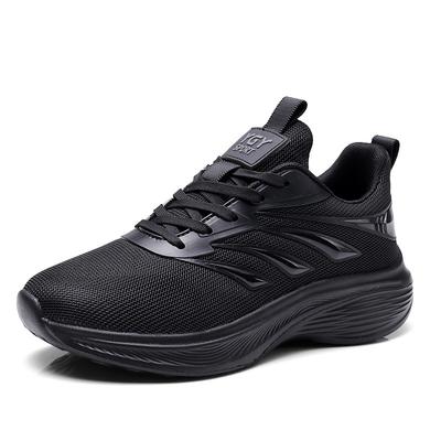 Unisex's All Black Running Shoes Breathable Knit Lace-up Lightweight Athletic Sneakers
