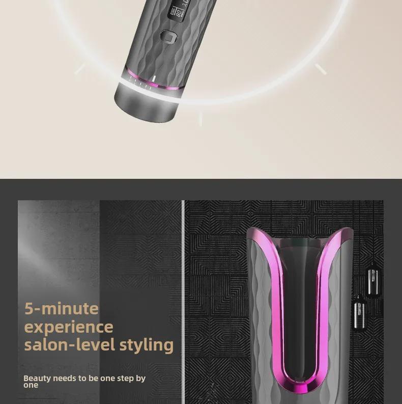 Wireless Automatic Rotating Curling Iron with LCD Display