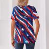 Women's T Shirt Independence Day Print Button Short Sleeve Daily Weekend Fashion Basic V- Neck Regular Top