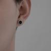 Men's Silver-Plated Round Stud Earrings: High-End, Fashionable, Minimalist Design with Six-Character Mantra - Black.