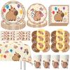 Cartoon Capybara Birthday Decorations Disposable Tableware Plates Cups Party Supplies Baby Shower Cute Capibara Tableware Set