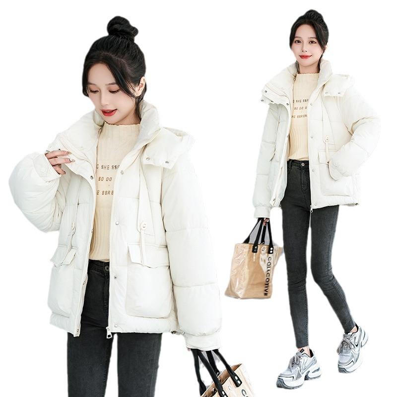 2025 Short Hooded Down Cotton Jacket Women's New Winter Thickened Warm Padded Jacket Loose Bread Jacket