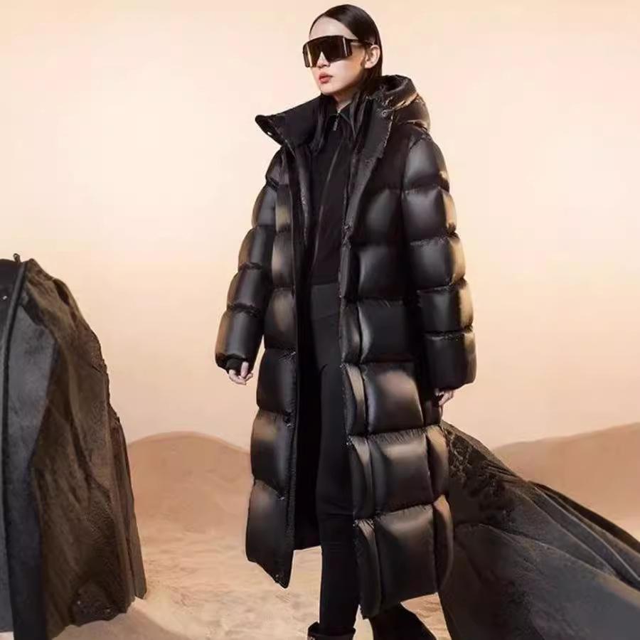 Gaofan black and gold goose down jacket pioneer. Eight-grid down jacket for women and men, high-end long winter super thick down jacket for women