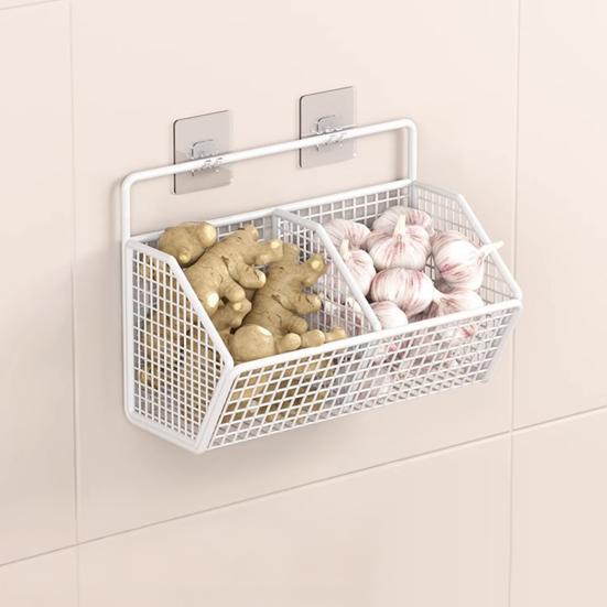 Storage Rack Wall Mounted Organizer with 360° Ventilation And Compartments Design Storage Basket for Kitchen