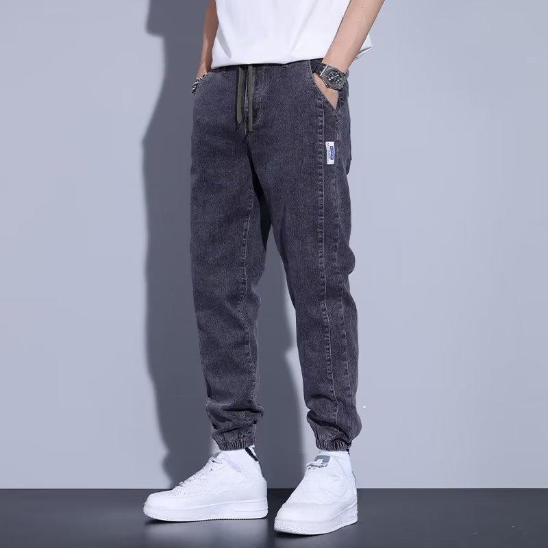 

Джинсы осенние мужские корейские версии облегающих ног модные и удобные трендовые свободные шаровары M серый