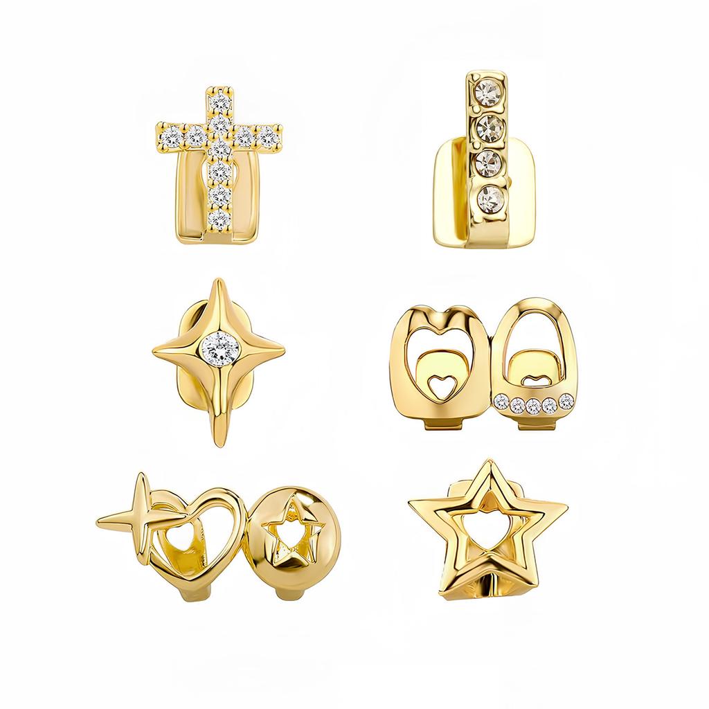 Real Gold Plated Hip-Hop Teeth Brace TEMU Halloween Hot-Selling Gold Teeth Set Rap Versatile Personality Teeth Accessories Wholesale