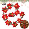 Warm White Christmas Decor Poinsettia String Lights, 200/300cm Red Green Floral Garland, Battery/USB Gift for Home Operated Indoor Outdoor Fairy Light